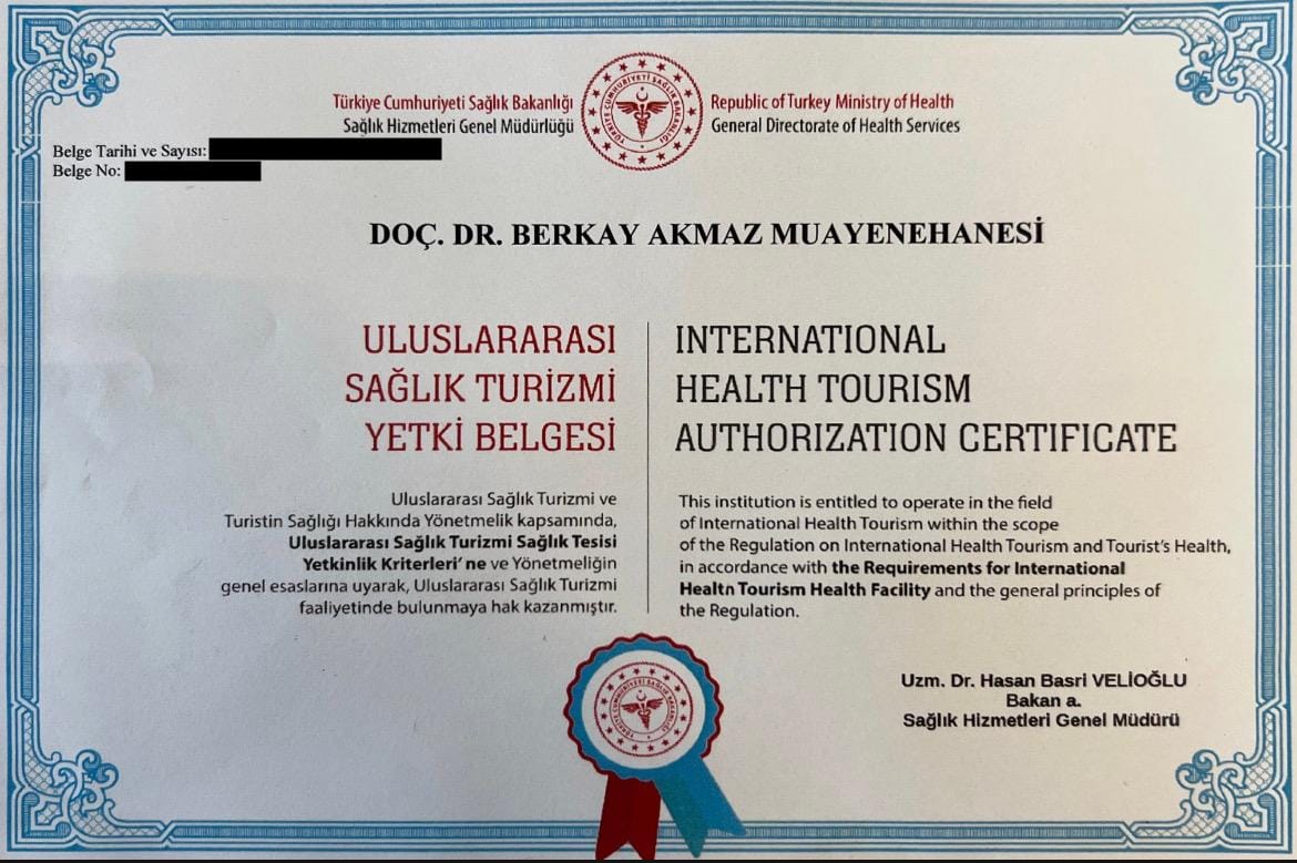 berkay akmaz saglik turizmi belgesi Sertifikalar
